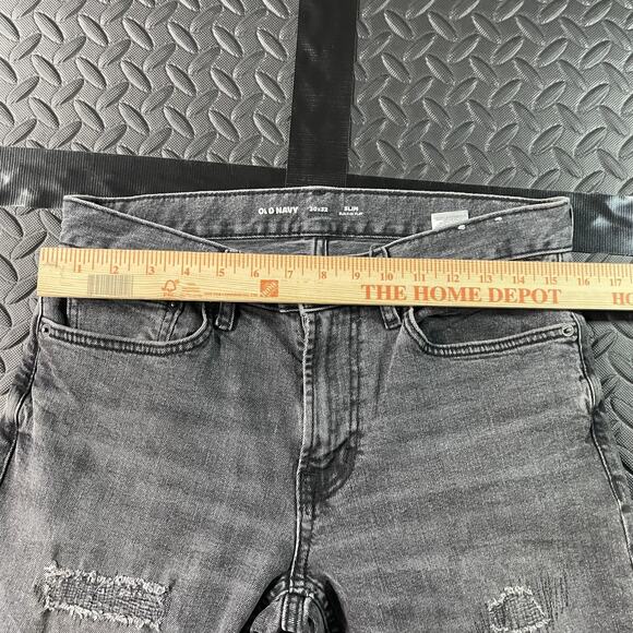 Old Navy Jeans Mens 30x32 Gray Black Slim Built-In Flex Distressed Stretch Denim - Picture 2 of 7